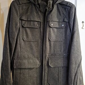 Black Rivet Dark Gray Military Jacket